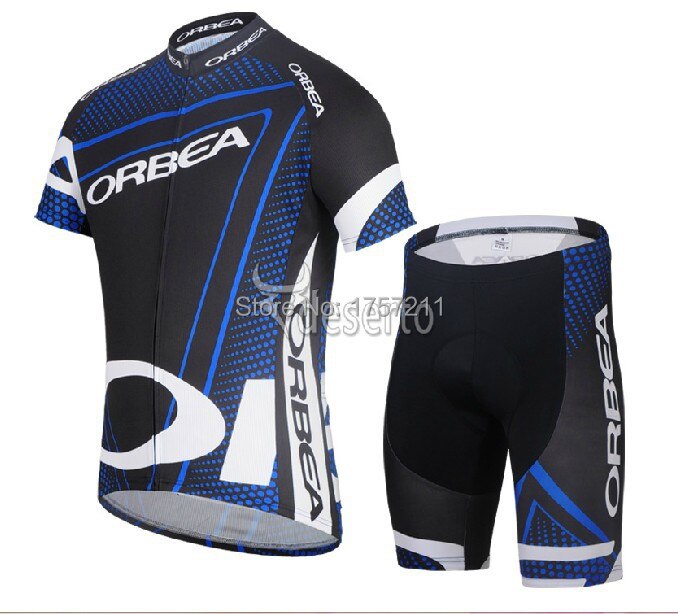  2014 Orbea short sleeved cycling jersey and cycle shorts set strap riding a bicycle outdoor clothing sports wear